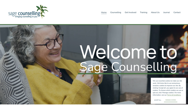 Screenshot of the Sage Counselling website