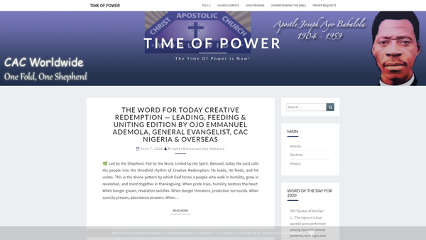 Screenshot of the Christ Apostolic Church Power-Age International (Cac Power-Age) website