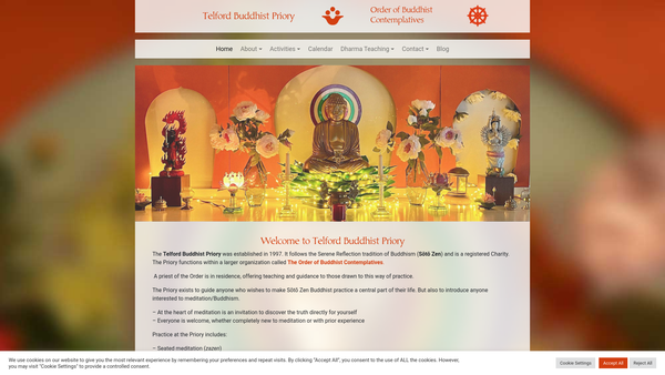 Screenshot of the Telford Buddhist Priory website