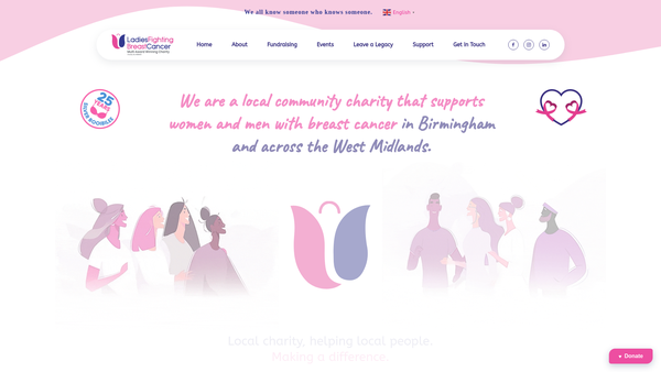 Screenshot of the Ladies Fighting Breast Cancer Charitable Trust website