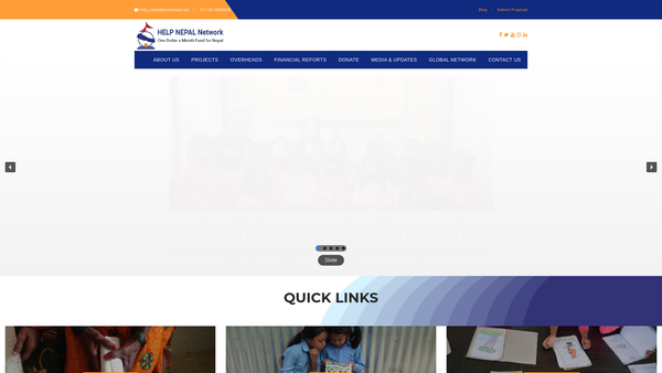 Screenshot of the Help Nepal Network website