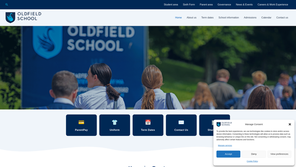 Screenshot of the Oldfield School Association (Bath) website