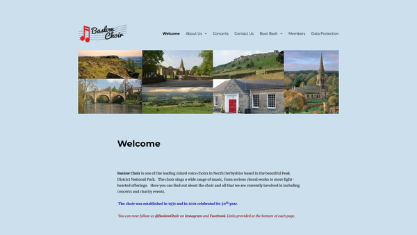 Screenshot of the Baslow Choir website