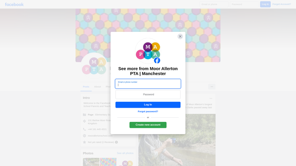 Screenshot of the The Moor Allerton Parent Teacher Association website