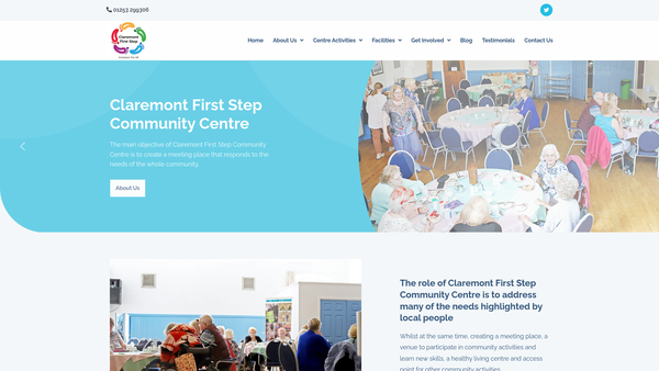 Screenshot of the Claremont First Step Community Centre website