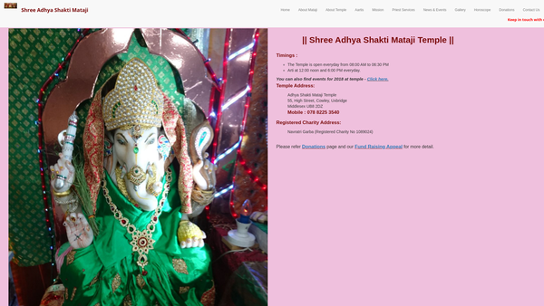 Screenshot of the Navratri Garba website