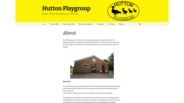 Screenshot of the Hutton Playgroup website