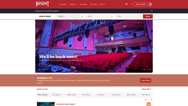 Screenshot of the The Regent (Christchurch) Limited website