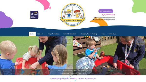 Screenshot of the St. Joseph's Pre-School website
