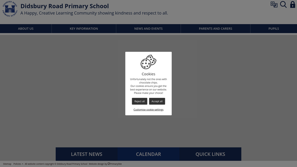Screenshot of the Didsbury Road Primary School Parent Teacher Association website