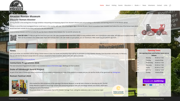 Screenshot of the The Alcester Heritage Trust website