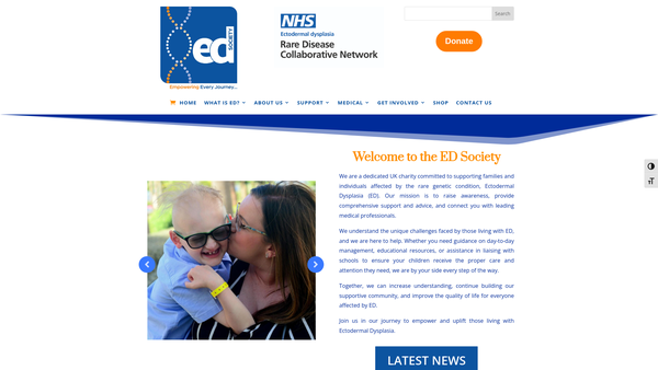 Screenshot of the Ectodermal Dysplasia Society website