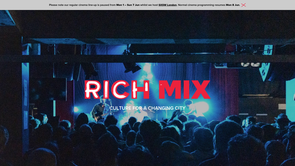 Screenshot of the Rich Mix Cultural Foundation website