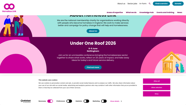 Screenshot of the Homeless Link website