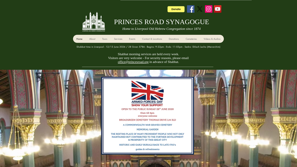 Screenshot of the The Liverpool Old Hebrew Congregation website