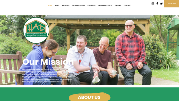 Screenshot of the Havering Association For People With Disabilities website