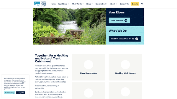 Screenshot of the The Trent Rivers Trust website