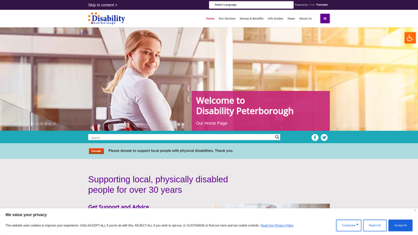 Screenshot of the Dial Peterborough website