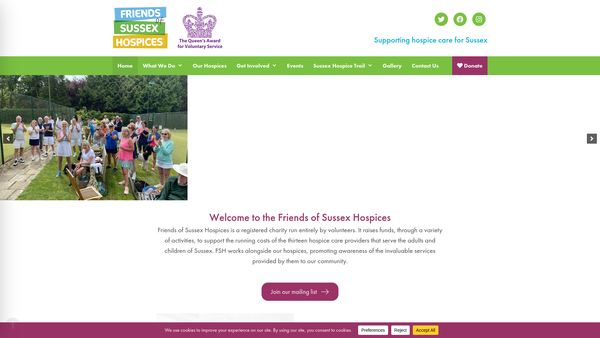 Screenshot of the Friends Of Sussex Hospices website
