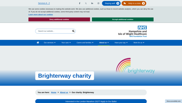 Screenshot of the Hampshire And Isle Of Wight Healthcare NHS Foundation Trust Charity website