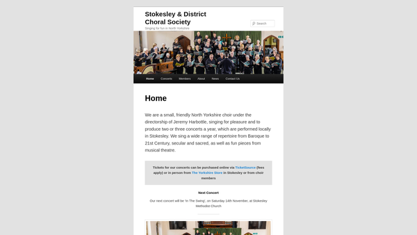 Screenshot of the Stokesley And District Choral Society website