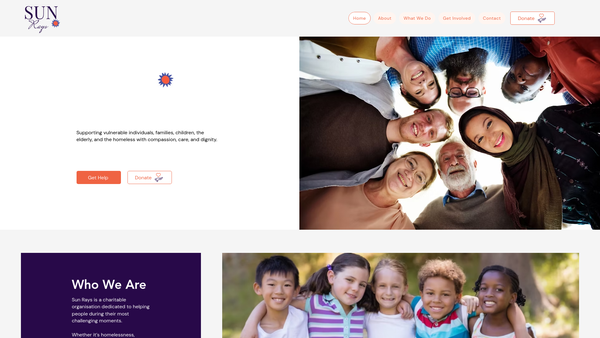 Screenshot of the Sun Rays website