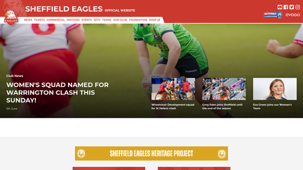Screenshot of the The Eagles Foundation website