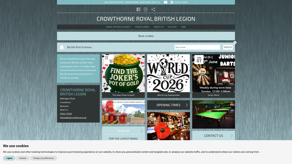 Screenshot of the The Royal British Legion Crowthorne Trust Property website
