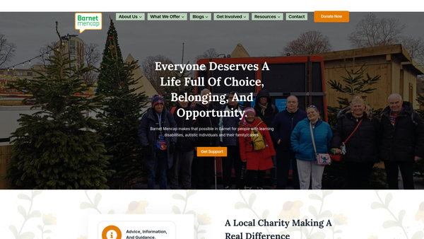 Screenshot of the Barnet Mencap website