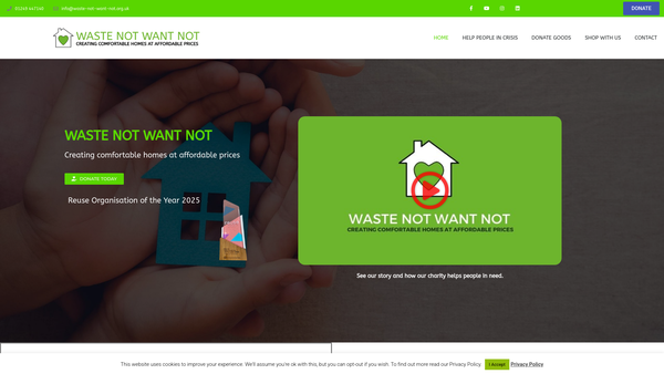 Screenshot of the Waste Not Want Not Limited website