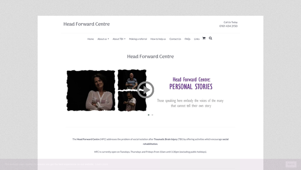 Screenshot of the Greater Manchester Head Forward Centre Ltd website