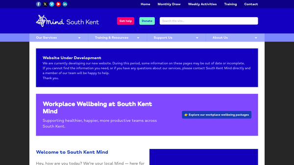 Screenshot of the South Kent Mind website
