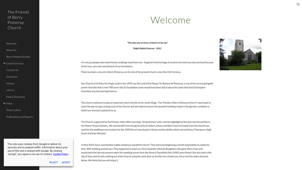 Screenshot of the The Friends Of Berry Pomeroy Church website