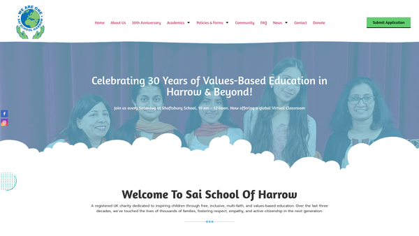 Screenshot of the Sai School Of Harrow website