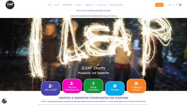 Screenshot of the Inclusive Leisure Education Activities Project website