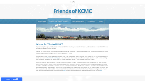 Screenshot of the The Friends Of Kcmc website