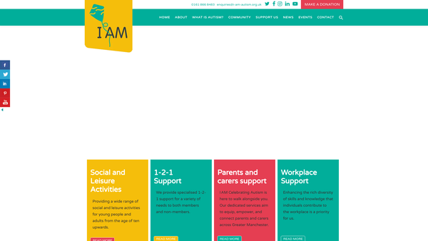 Screenshot of the Autistic Society Greater Manchester Area website