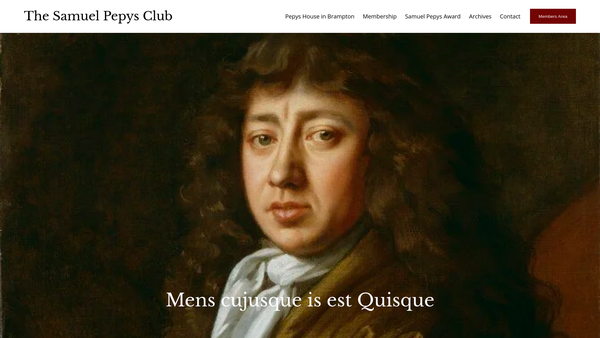 Screenshot of the The Samuel Pepys Award Trust website