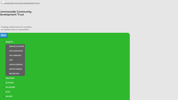 Screenshot of the Commonside Community Development Trust website