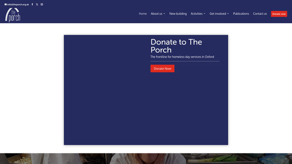 Screenshot of the The Porch website