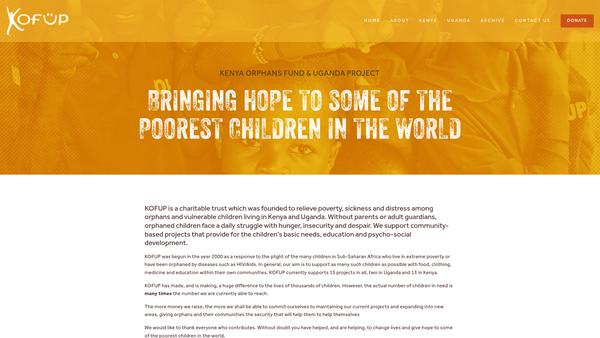 Screenshot of the Kenya Orphans Fund & Uganda Project website