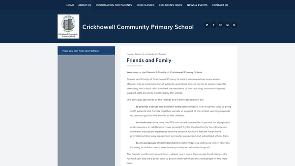 Screenshot of the Friends And Family Of Crickhowell C P School website