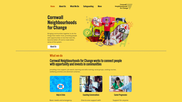 Screenshot of the Cornwall Neighbourhoods For Change Limited website