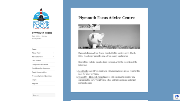 Screenshot of the Plymouth Focus website