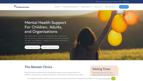 Screenshot of the The Retreat York website