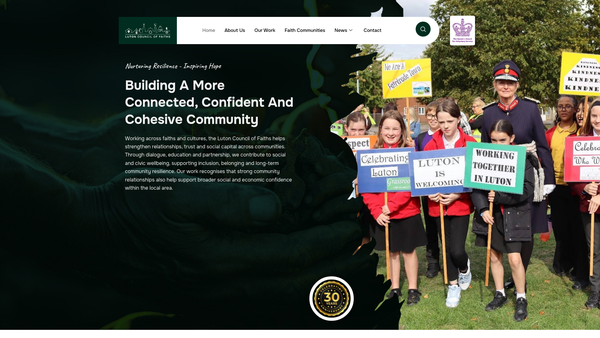 Screenshot of the Luton Council Of Faiths website