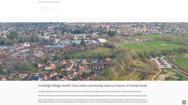 Screenshot of the Cranleigh Village Health Trust website
