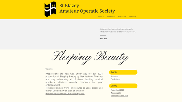 Screenshot of the The St Blazey Amateur Operatic Society website