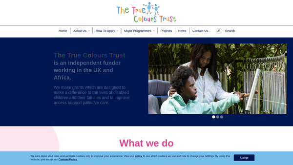 Screenshot of the The True Colours Trust website
