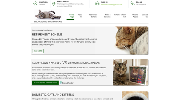 Screenshot of the The Lincolnshire Trust For Cats website